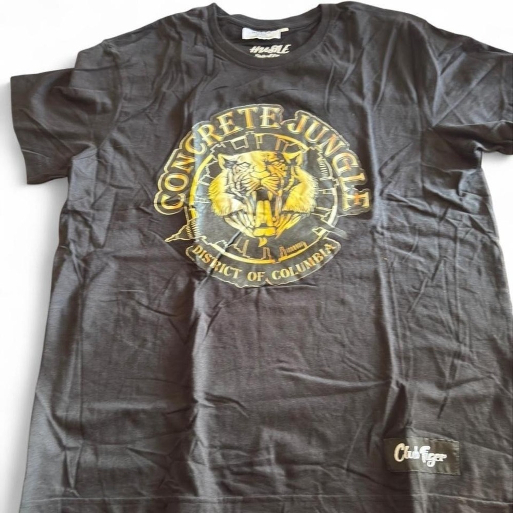 Hustle State of Mind Concrete Jungle DC Tiger Graphic T-Shirt Mens Medium Black